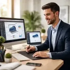 Tela de computador mostrando site responsivo criado pela Pagi para empresa de São Leopoldo